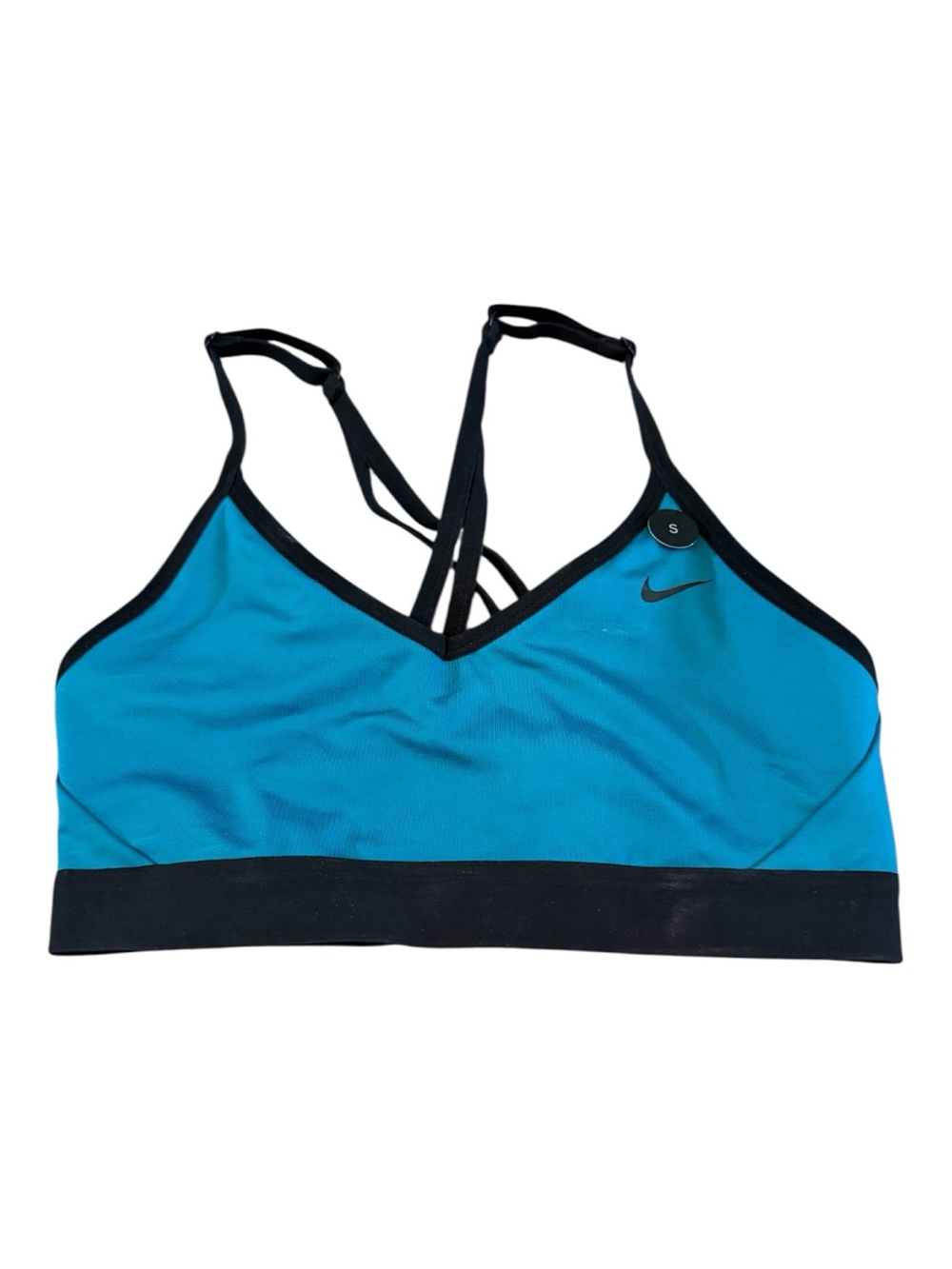 Nike Teal Blue Strappy Sports Bra with Black Trim